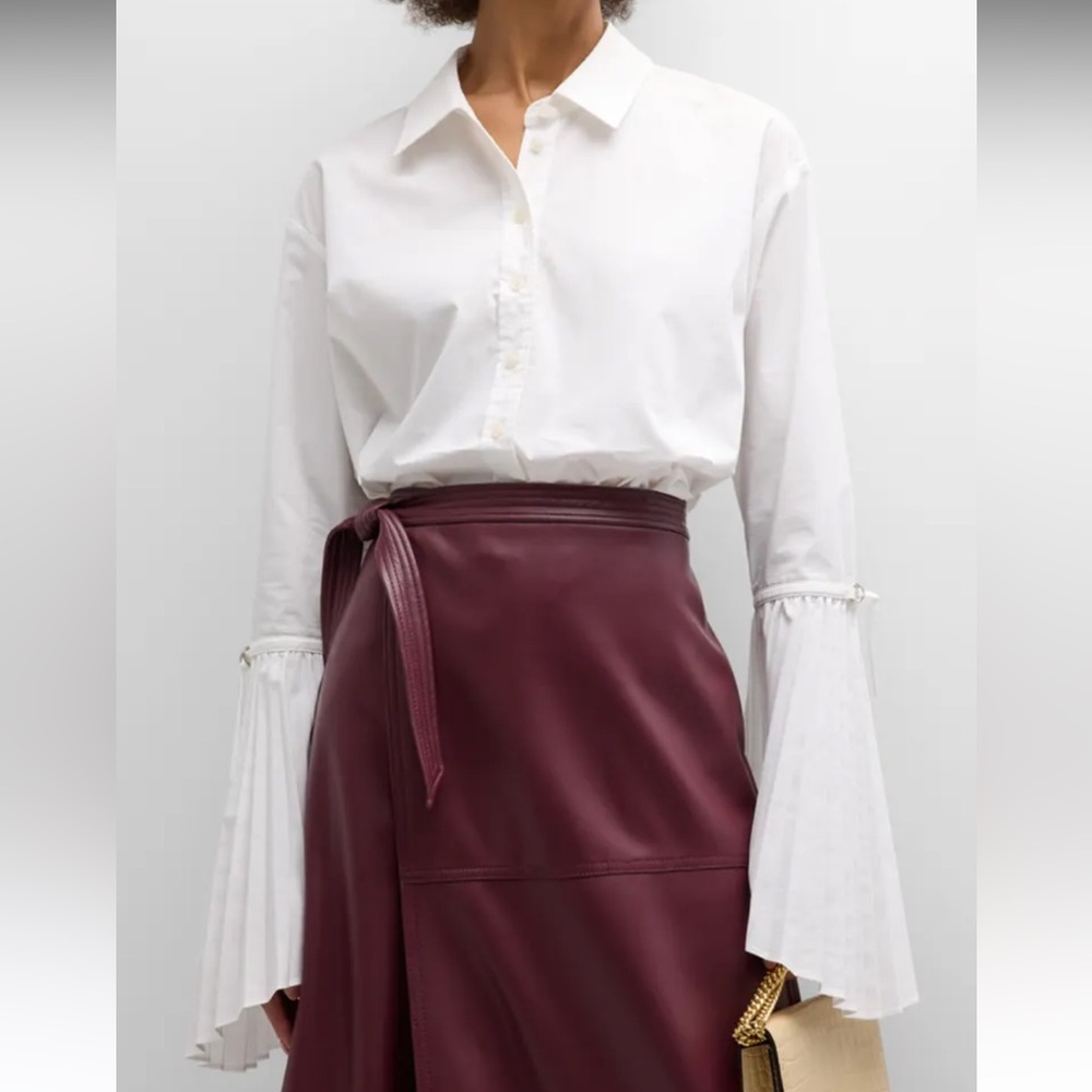 Jonathan Simkhai White Blouse with Flared Sleeves
